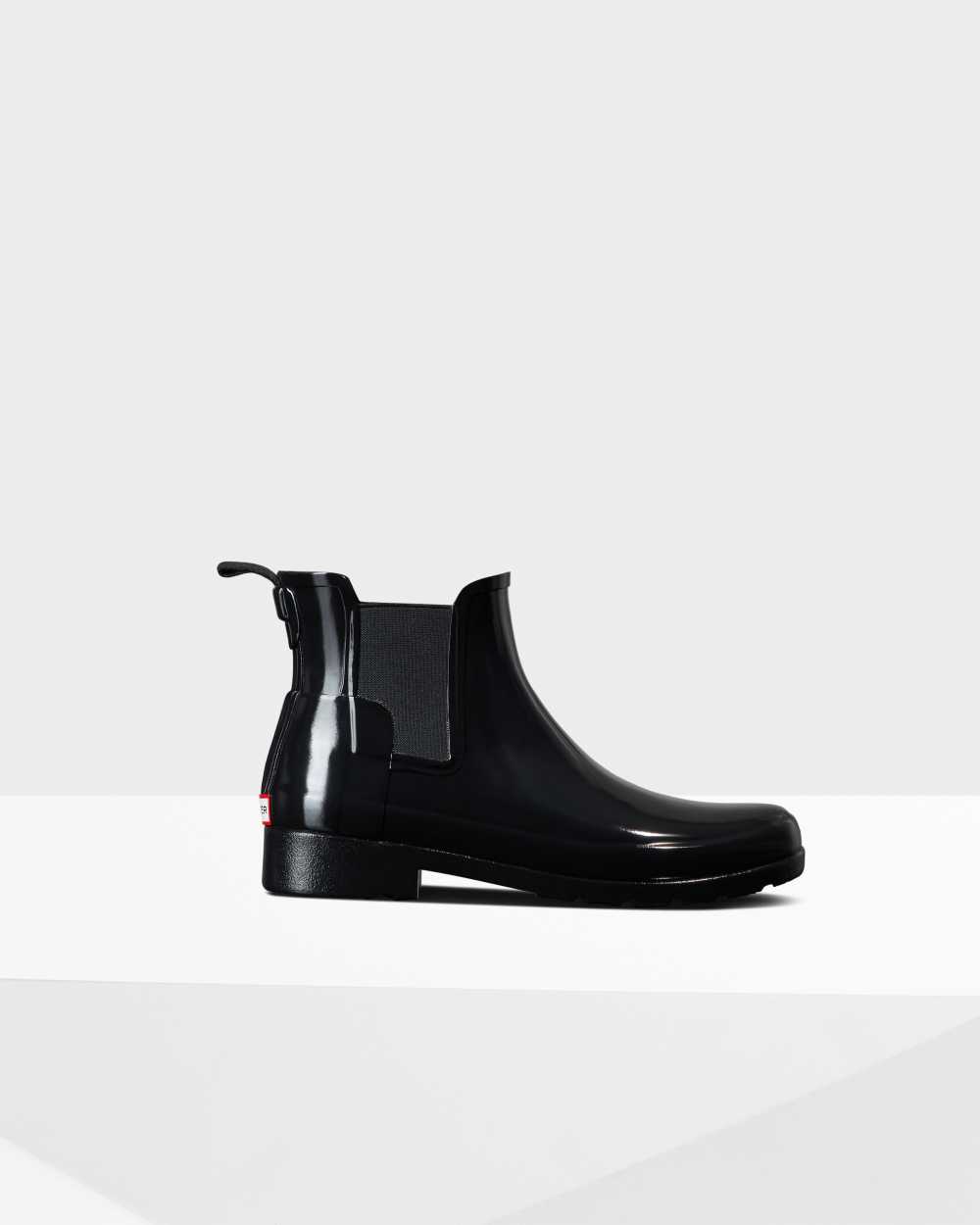 Botas Chelsea Mujer - Hunter Refined Gloss Slim Fit Negras - BVNEZT-872 - Negras